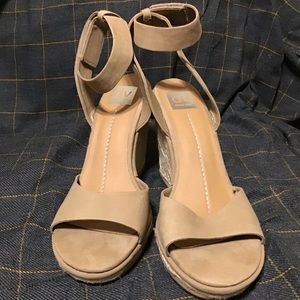Espadrille platform wedge sandals wrap ankle